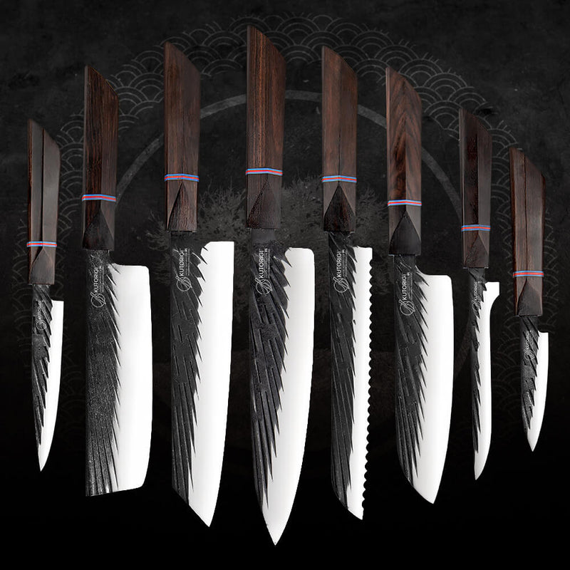 KOKUTAN - Set de 8 couteaux de chef